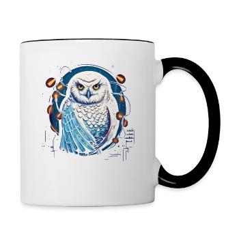 Harfang des neiges Noël ornement, aime les hiboux - Mug contrasté - blanc/noir - Droite