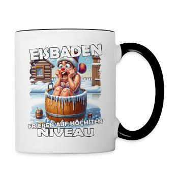 Eisbaden Winterbaden Lustig - Tasse zweifarbig - Weiß/Schwarz - Rechts