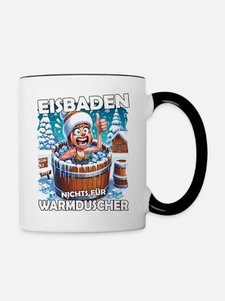 Eisbaden Winterbaden Lustig - Tasse zweifarbig - Weiß/Schwarz
