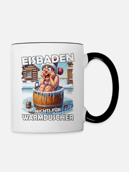 Eisbaden Winterbaden Lustig - Tasse zweifarbig - Weiß/Schwarz