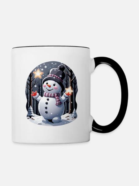 Schneemann - Tasse zweifarbig - Weiß/Schwarz