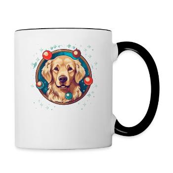 Golden Retriever Hund Weihnachten, Liebeshunde - Tasse zweifarbig - Weiß/Schwarz - Rechts