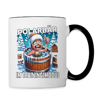 Eisbaden Winterbaden Lustig - Tasse zweifarbig - Weiß/Schwarz - Rechts