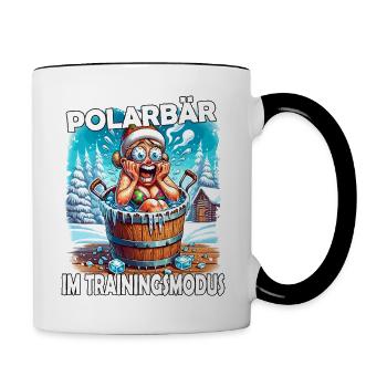 Eisbaden Winterbaden Lustig - Tasse zweifarbig - Weiß/Schwarz - Rechts