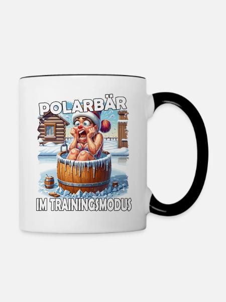 Eisbaden Winterbaden Lustig - Tasse zweifarbig - Weiß/Schwarz
