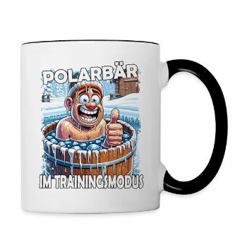 Eisbaden Winterbaden Lustig - Tasse zweifarbig - Weiß/Schwarz - Rechts