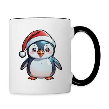 pingouin bonnet de noel - Mug contrasté - blanc/noir - Droite