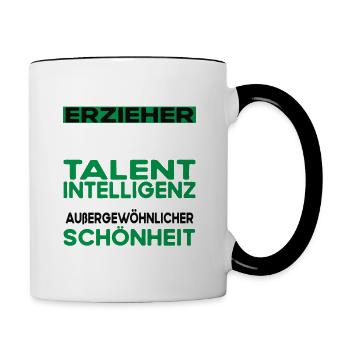 Erzieher Bescheiden - Lustiger Spruch - Tasse zweifarbig - Weiß/Schwarz - Rechts