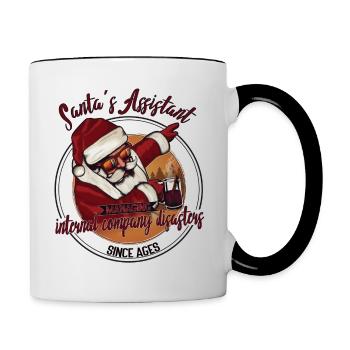 Christmas Office dabbing Weihnachtsmann mit Punsch - Tasse zweifarbig - Weiß/Schwarz - Rechts