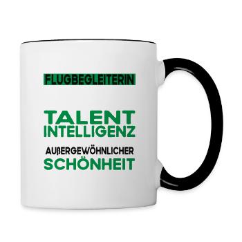 Flugbegleiterin Bescheiden - Lustiger Spruch - Tasse zweifarbig - Weiß/Schwarz - Rechts