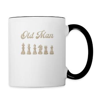 Never underestimate an old man who plays chess - Contrasting Mug - white/black - Right