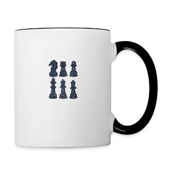 Unterschätze niemals einen alten Mann, der Schach - Tasse zweifarbig - Weiß/Schwarz - Rechts
