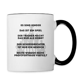 Fußball Regeln auf Fußballplatz für Eltern - Tasse zweifarbig - Weiß/Schwarz - Rechts