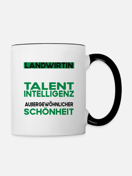 Landwirtin Bescheiden - Lustiger Spruch - Tasse zweifarbig - Weiß/Schwarz