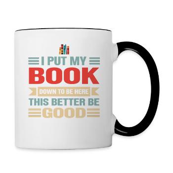 Amoureux des livres, j’ai posé mon livre pour être ici rat de bibliothèque - Mug contrasté - blanc/noir - Droite