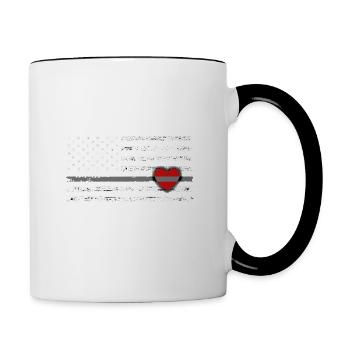 Justizvollzugsbeamter Mutter Herz Amerikanische Flagge - Tasse zweifarbig - Weiß/Schwarz - Rechts
