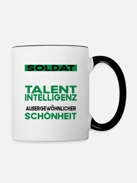Soldat Bescheiden - Lustiger Spruch - Tasse zweifarbig - Weiß/Schwarz