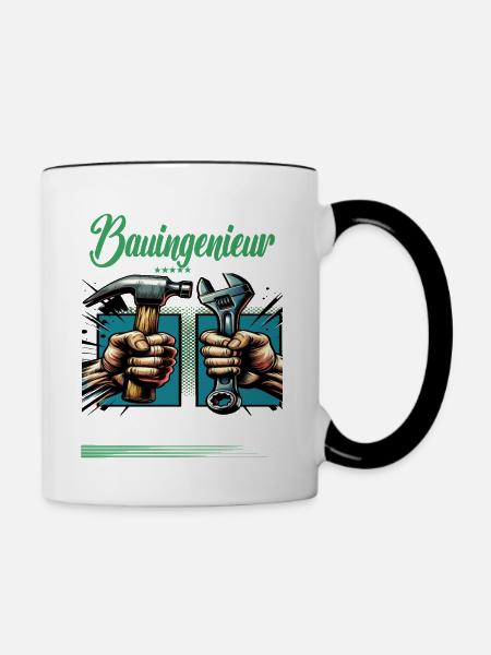 Bauingenieur Beruf mit lustigen Spruch - Tasse zweifarbig - Weiß/Schwarz