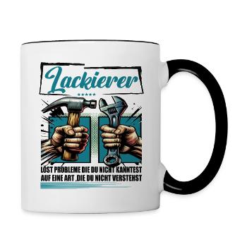 Lackierer Beruf mit lustigen Spruch - Tasse zweifarbig - Weiß/Schwarz - Rechts