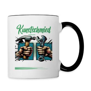 Kunstschmied Beruf mit lustigen Spruch - Tasse zweifarbig - Weiß/Schwarz - Rechts