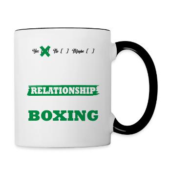Boxing My serious relationship funny - Tasse zweifarbig - Weiß/Schwarz - Rechts