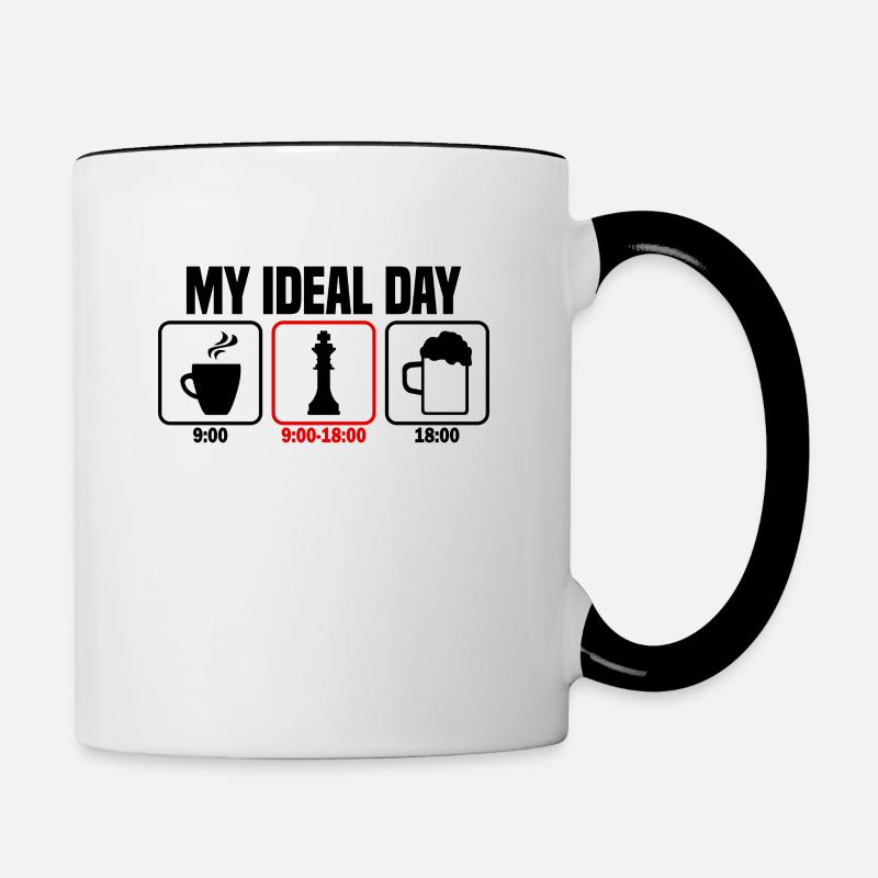 My Perfect Day Chess Chess Player - Contrasting Mug - white/black