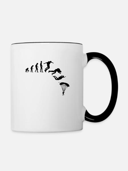 Fallschirm Evolution Gleitsprung Skydiving - Tasse zweifarbig - Weiß/Schwarz
