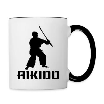 Aikido - Tasse zweifarbig - Weiß/Schwarz - Rechts