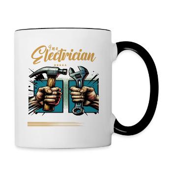 Electrician Profession Saying Worker - Contrasting Mug - white/black - Right