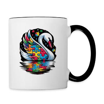 Autism Awareness puzzles piece - Tasse zweifarbig - Weiß/Schwarz - Rechts