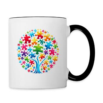 Autism Awareness puzzles piece - Tasse zweifarbig - Weiß/Schwarz - Rechts