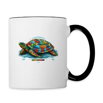 Autism Awareness puzzles piece - Tasse zweifarbig - Weiß/Schwarz - Rechts