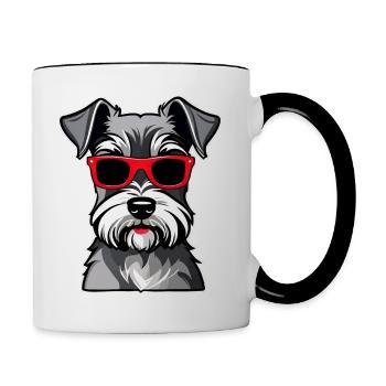 Cute Schnauzer Dog with Glasses II - Contrasting Mug - white/black - Right