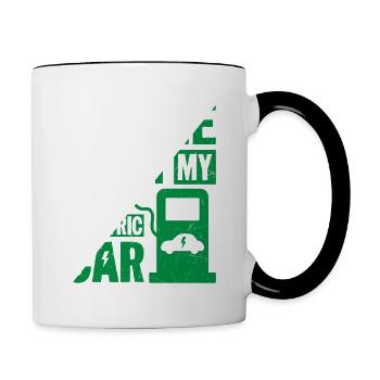 Ask Me About My Electric Car EV Car Driver - Contrasting Mug - white/black - Right