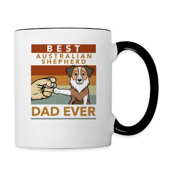 Cadeau de propriétaire de berger australien pour la fête des pères - Mug contrasté - blanc/noir - Droite