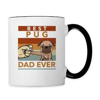 Mops Dad Vater Hund Herrchen lustiger pug Vatertag - Tasse zweifarbig - Weiß/Schwarz - Rechts