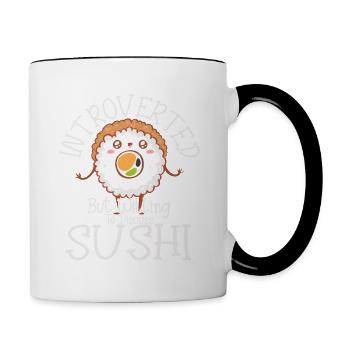 Introverted But Willing To Discuss SushiIntroverte - Contrasting Mug - white/black - Right