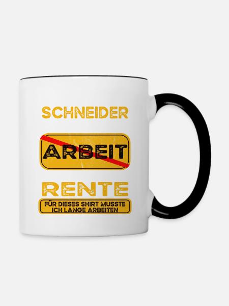 Schneider lustiges Rente Pension - Tasse zweifarbig - Weiß/Schwarz
