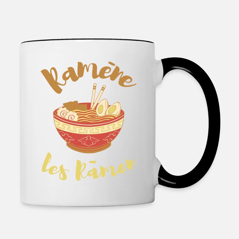 Ramène les Ramen Japon Anime Mangas - Mug contrasté - blanc/noir