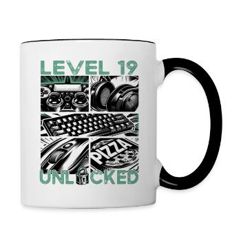 Geburtstag Level 19 freigeschaltet Gaming & Zocker - Tasse zweifarbig - Weiß/Schwarz - Rechts