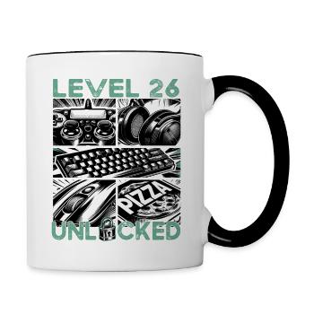 Geburtstag Level 26 freigeschaltet Gaming & Zocker - Tasse zweifarbig - Weiß/Schwarz - Rechts