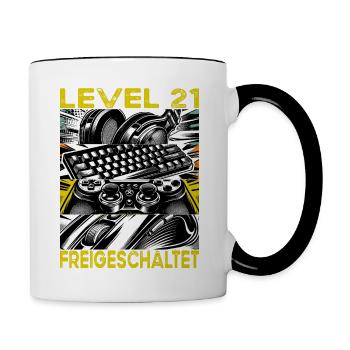 Birthday Level 21 Unlocked Gaming & Gamers - Contrasting Mug - white/black - Right
