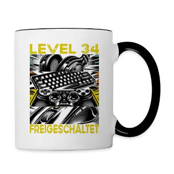 Niveau d’anniversaire 34 Jeux et joueurs débloqués - Mug contrasté - blanc/noir - Droite