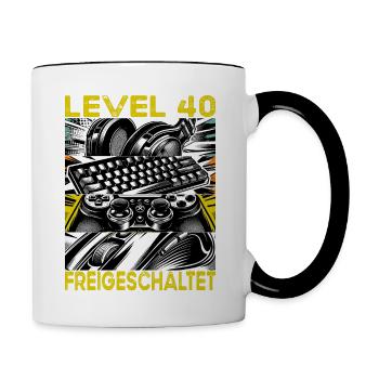 Geburtstag Level 40 freigeschaltet Gaming & Zocker - Tasse zweifarbig - Weiß/Schwarz - Rechts