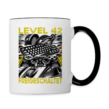 Birthday Level 42 Unlocked Gaming & Gamer - Contrasting Mug - white/black - Right