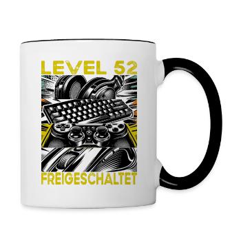 Birthday Level 52 Unlocked Gaming & Gaming - Contrasting Mug - white/black - Right