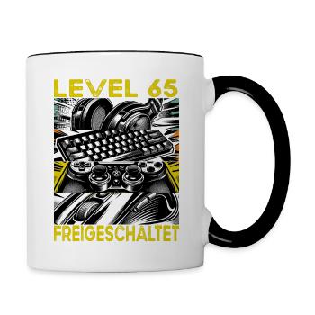 Birthday Level 65 Unlocked Gaming & Gamers - Contrasting Mug - white/black - Right