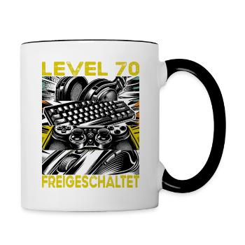 Geburtstag Level 70 freigeschaltet Gaming & Zocker - Tasse zweifarbig - Weiß/Schwarz - Rechts
