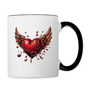 Cœur de la liberté - Mug contrasté - blanc/noir - Droite
