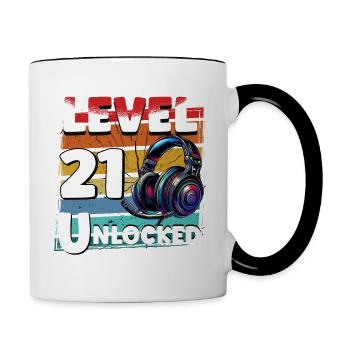 Gaming Birthday Level 21 Unlocked Gamer - Contrasting Mug - white/black - Right